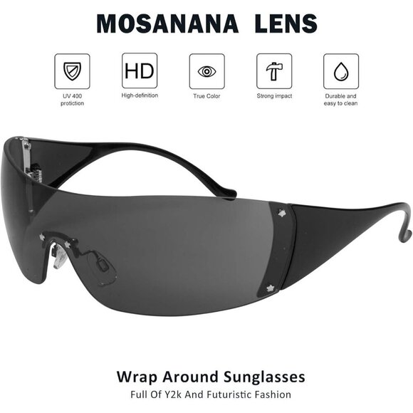 Unisex Wrap Around Sunglasses UV400 Protection Trendy Rave Concerts Beach